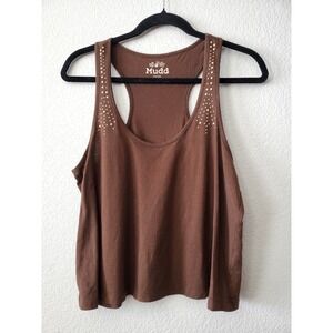 Mudd Y2K Brown Studded Racerback‎ Tank Top Womens Size Large